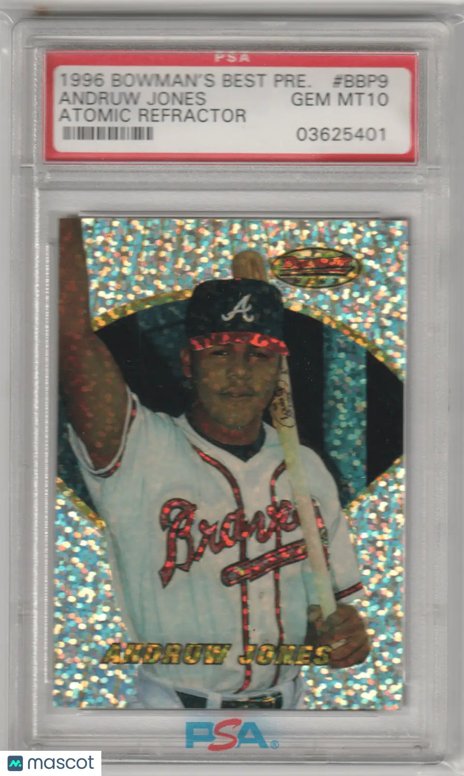 1996 Bowman’s Best Andruw Jones Atomic Refractor PSA 10 GEM MINT Columbia Hobby BBP9