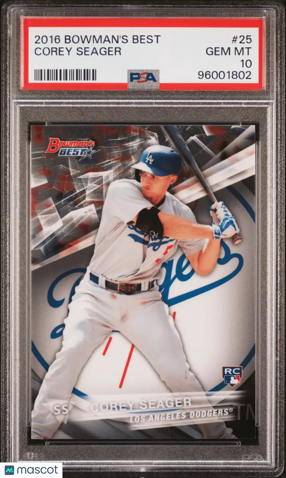 Corey Seager baseball card Bowman’s Best 2016 RC PSA 10 GEM MINT from Columbia Hobby