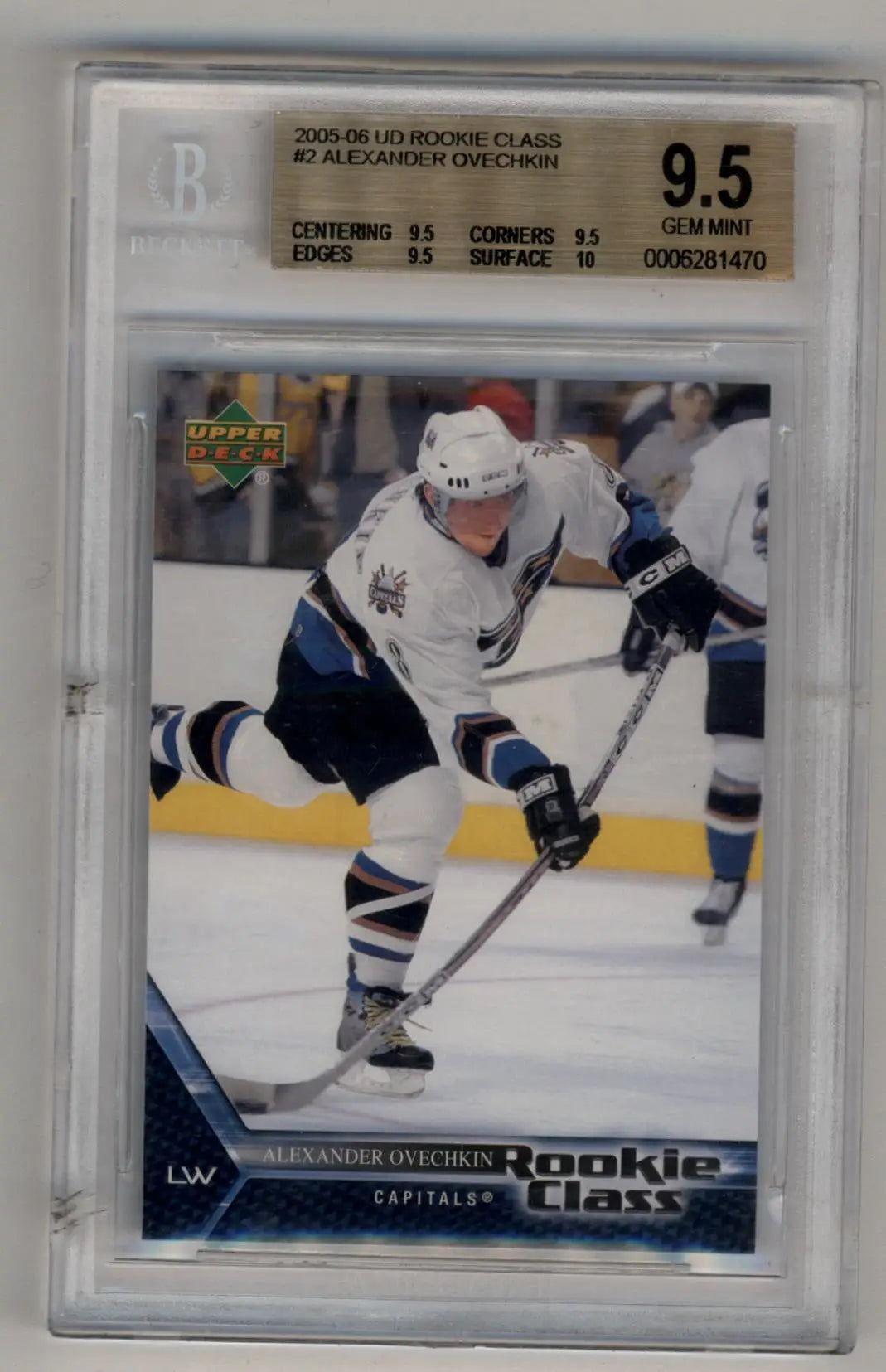 BGS graded 9.5 Alexander Ovechkin Rookie Class hockey card in gem mint condition