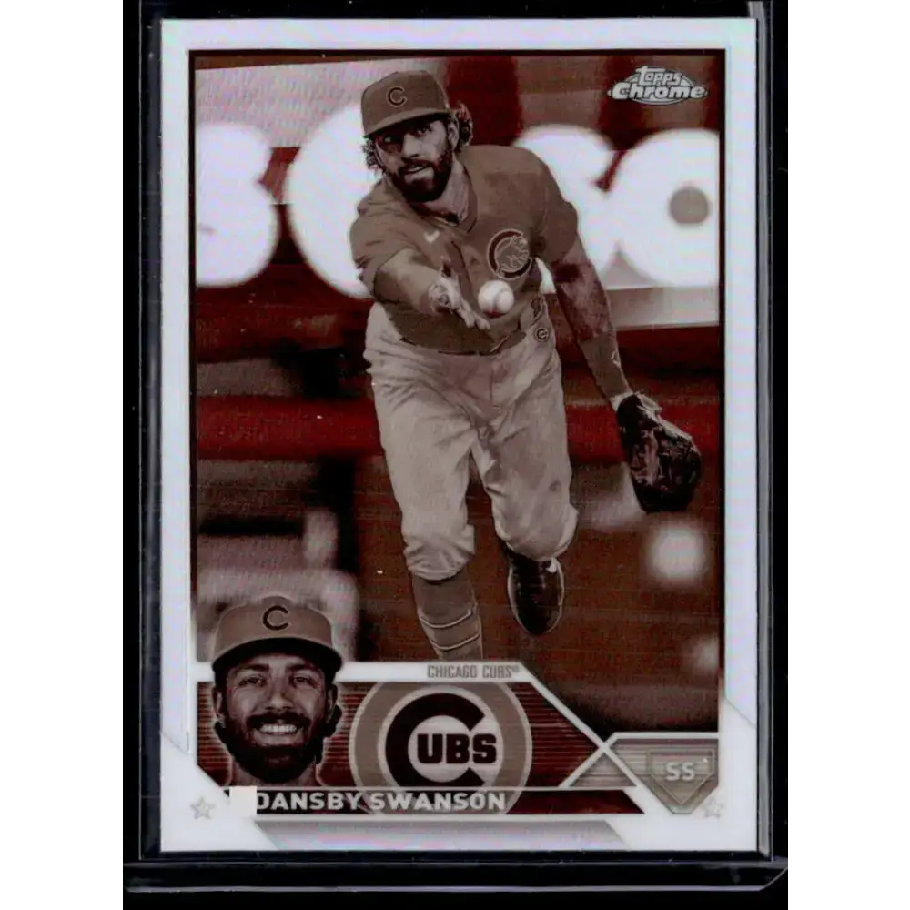 2023 Topps Chrome Refractor Negative #144 Dansby Swanson NM-MT Chicago Cubs Baseball Card - Baseball Card Single