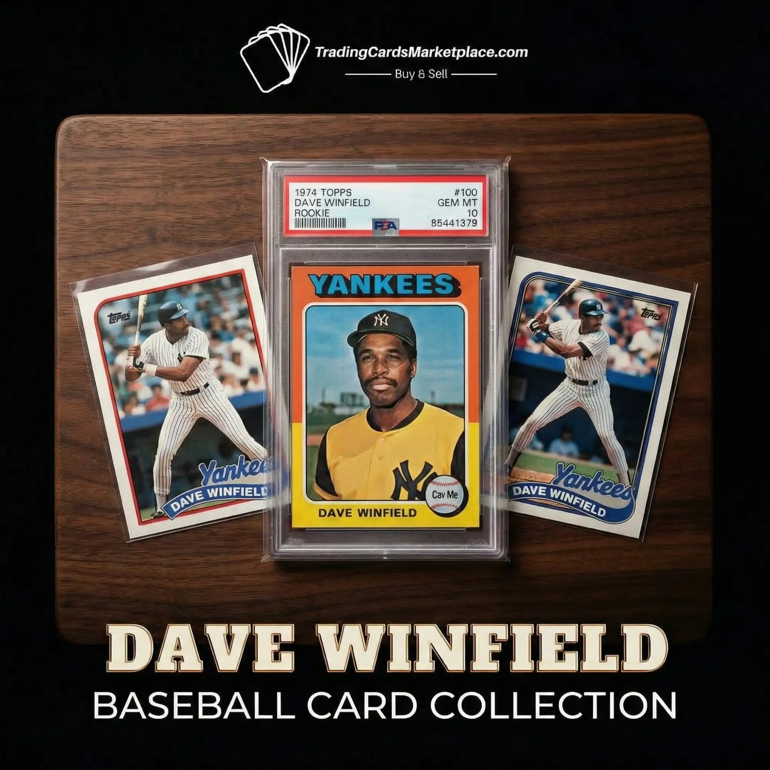 1974 topps dave winfield rookie baseball card, encased in a clear protective slab with a red and white psa grading label indicating it’s graded gem mt 10.