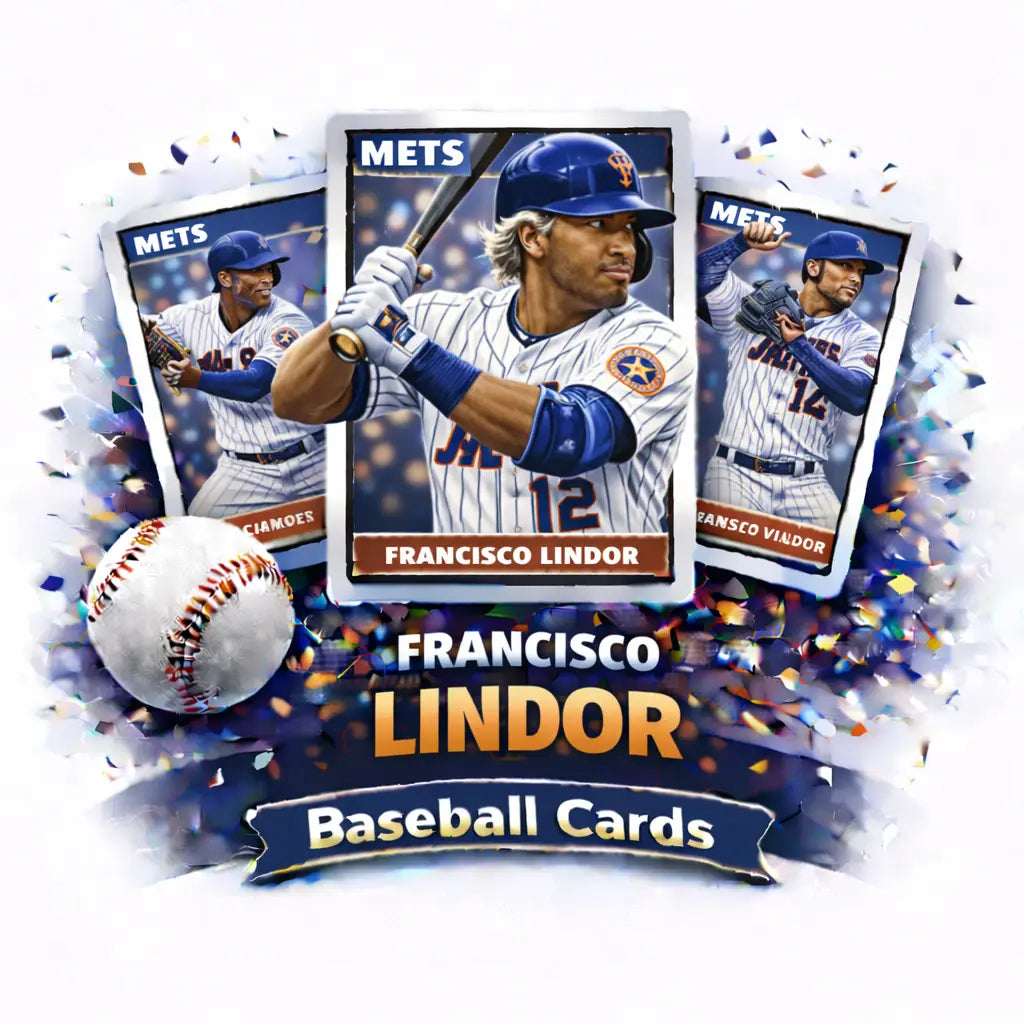 Francisco lindor mets baseball card featuring a player in a blue and white pinstripe uniform with the number 12, wearing a matching helmet.