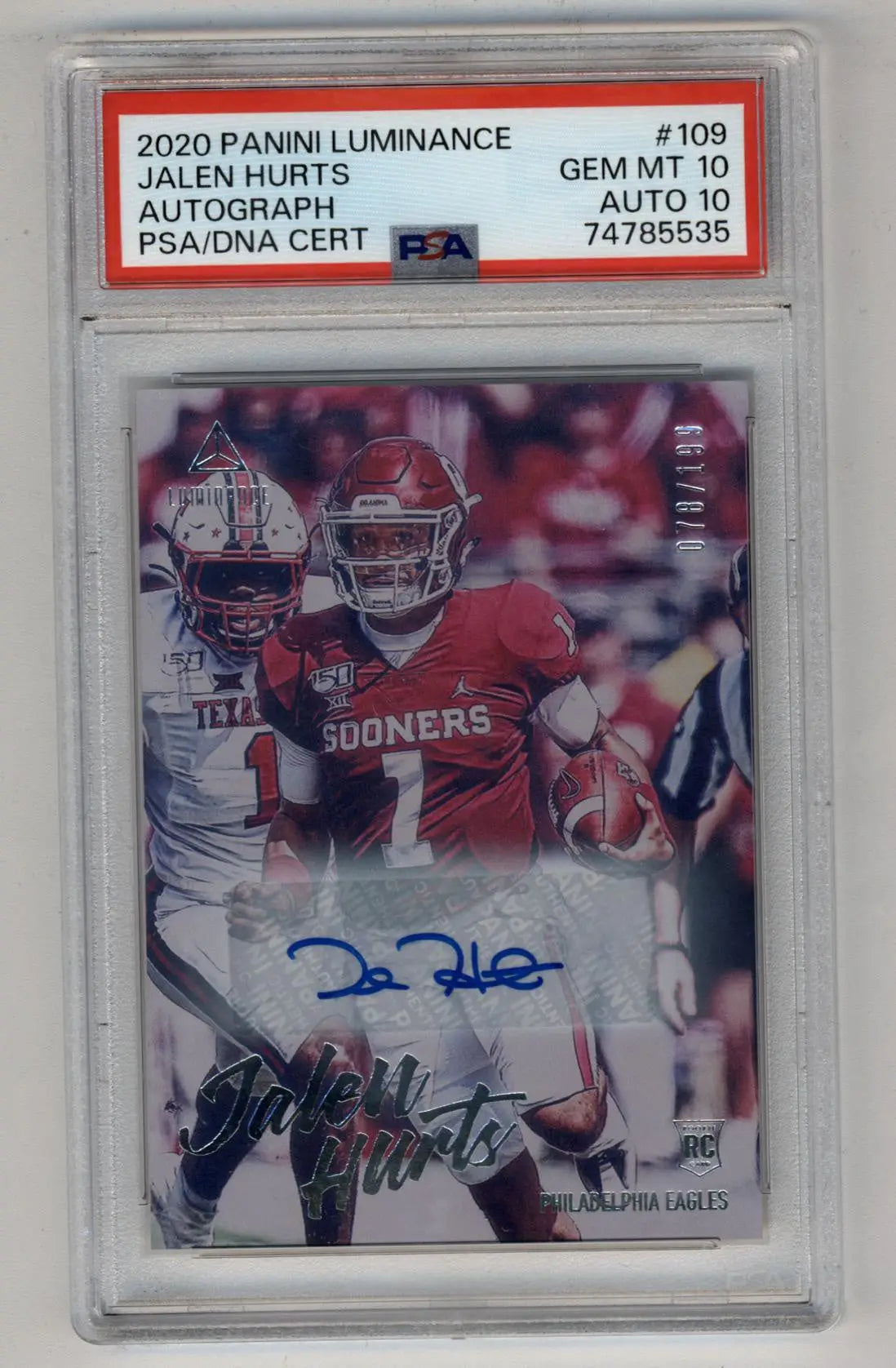 Jalen Hurts Autographed Football Cards