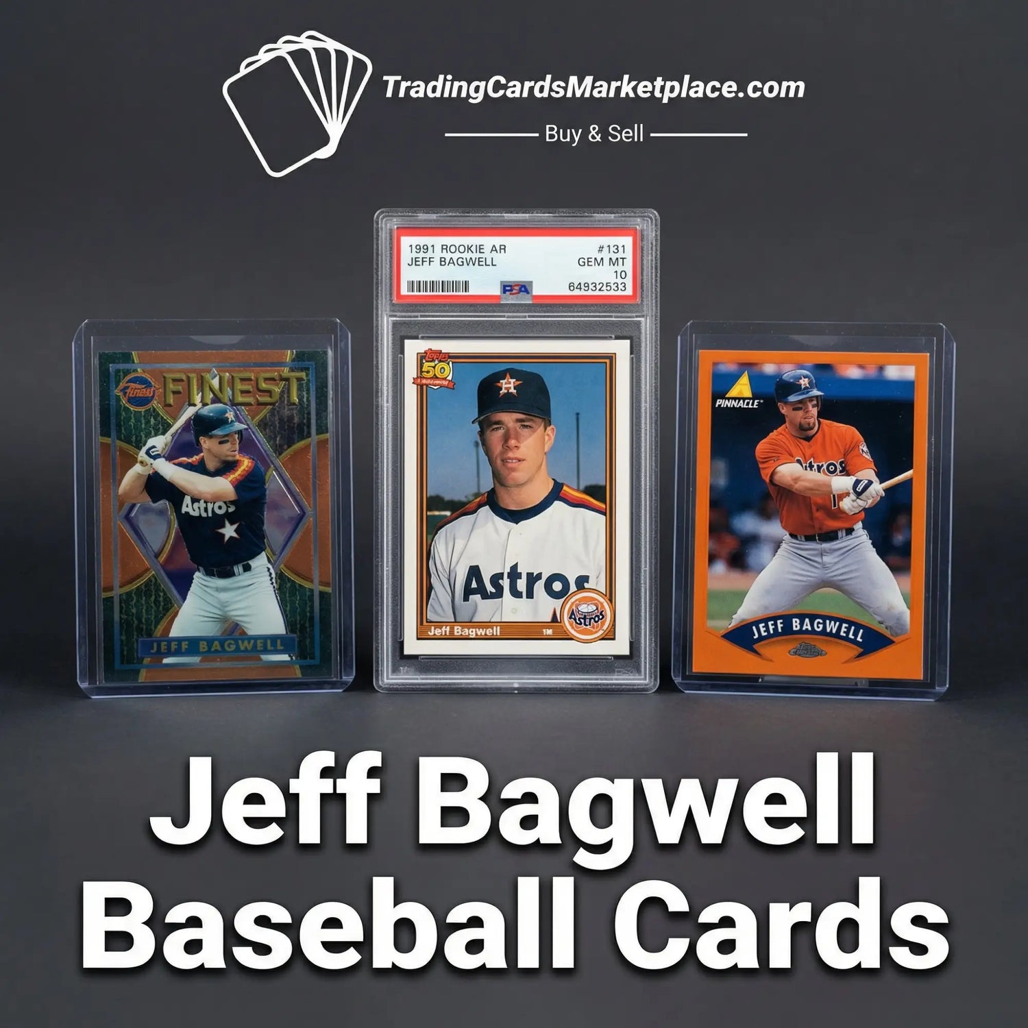 A 1991 rookie baseball card of jeff bagwell, graded gem mt 10 by psa and encased in a clear protective slab with red grading label.