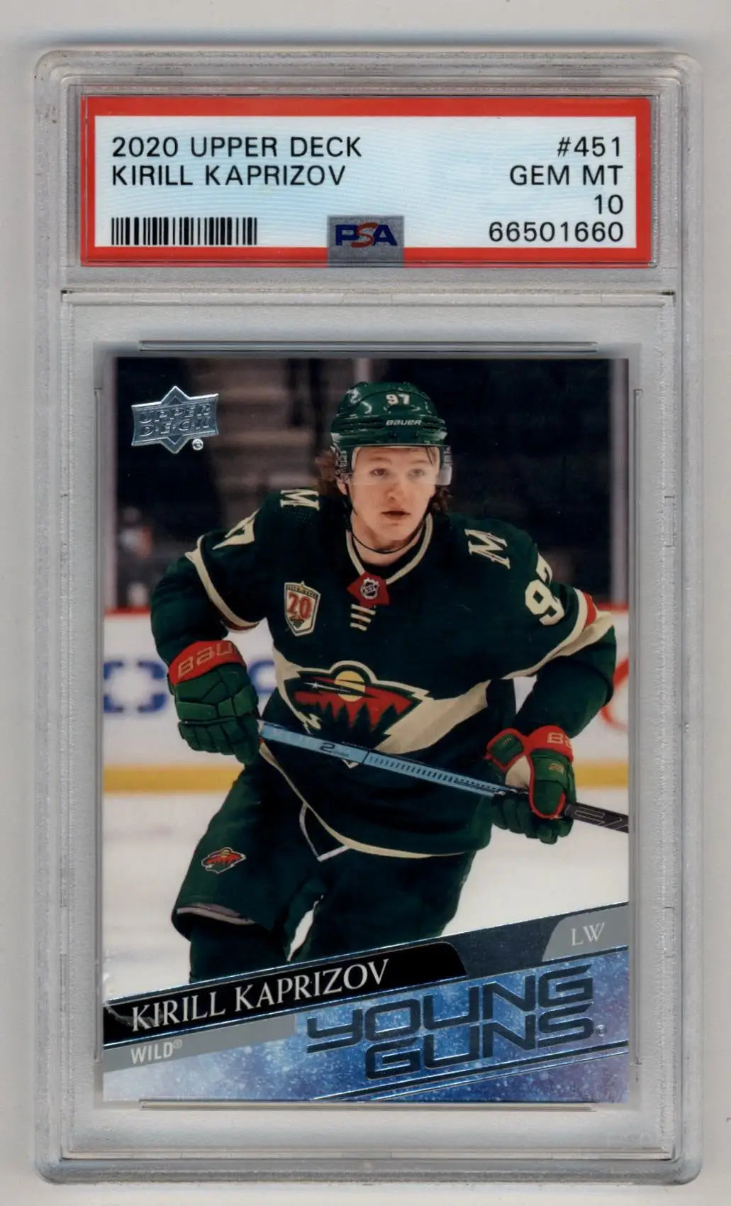 Kirill Kaprizov 2020-21 Upper Deck Young Gun #451 PSA 10 Gem Mint 1660 - Hockey Card Single