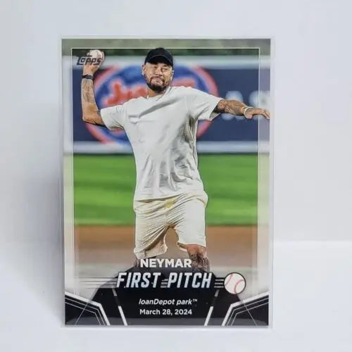 Topps Update trading card of Neymar’s ceremonial first pitch at loanDepot Park