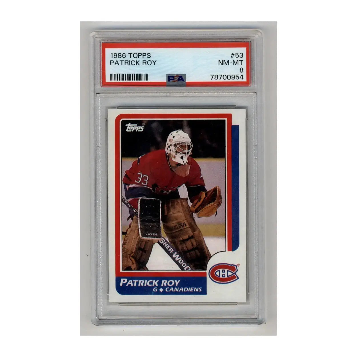 Hockey goalie jersey with red, white and blue colors featuring the number 33.
