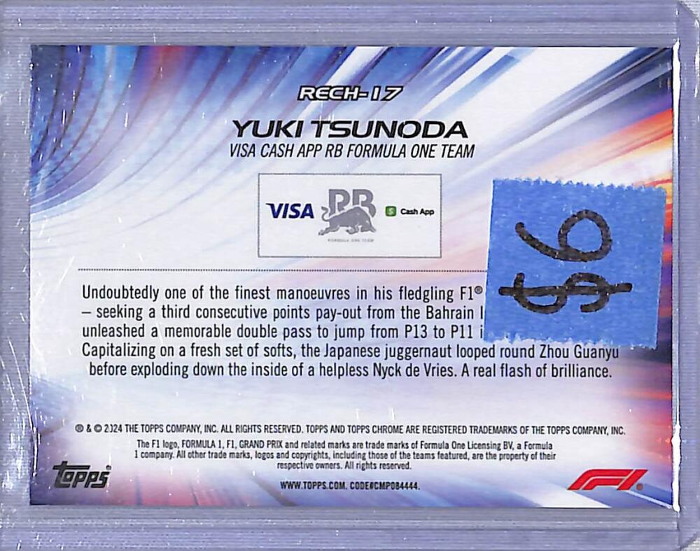2024 Topps Chrome F1 Re-Charged #RECH-17 Yuki Tsunoda NM-MT Image 2