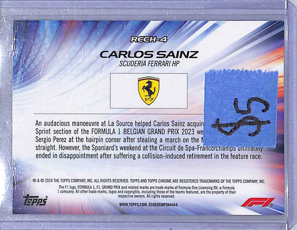 2024 Topps Chrome F1 Re-Charged #RECH-4 Carlos Sainz NM-MT Image 2