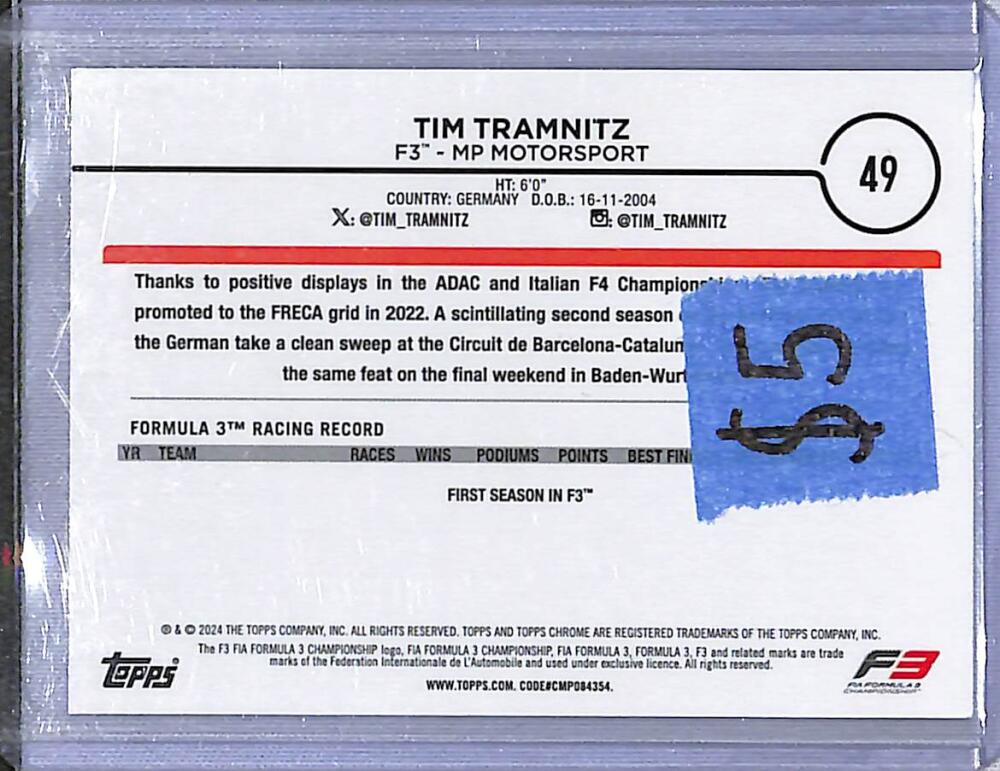 2024 Topps Chrome F1 Negative Ray-Wave #49 Tim Tramnitz NM-MT Image 2