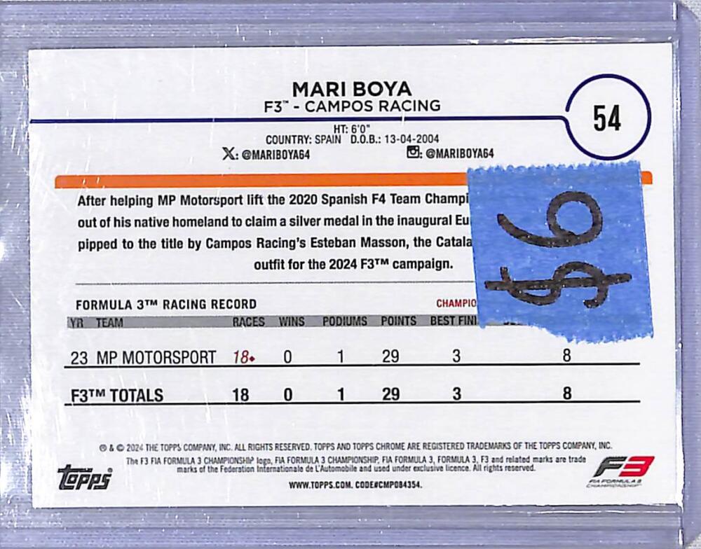 2024 Topps Chrome F1 Negative Ray-Wave #54 Mari Boya NM-MT Image 2