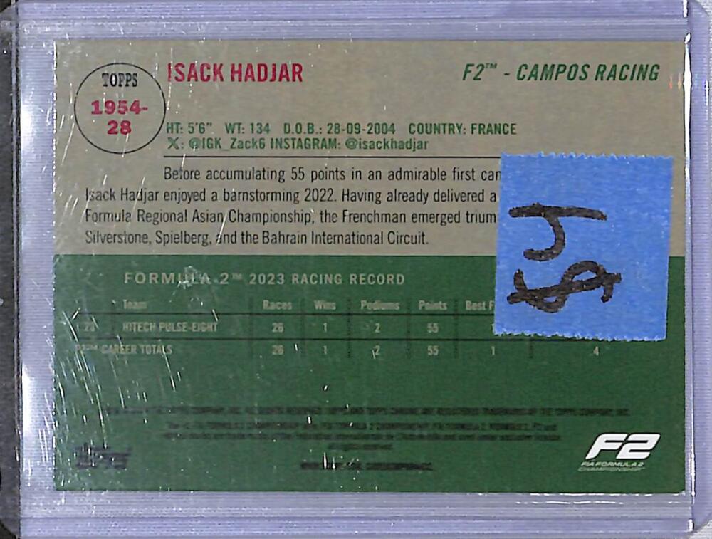 2024 Topps Chrome F1 1954 #1954-28 Isack Hadjar NM-MT Image 2