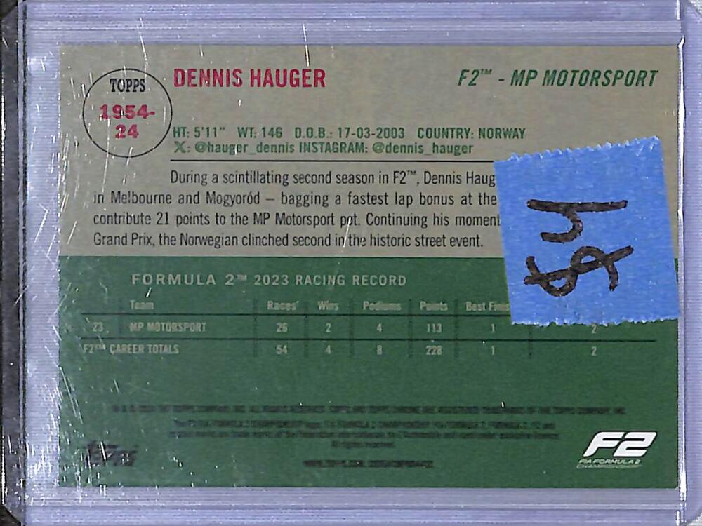 2024 Topps Chrome F1 1954 #1954-24 Dennis Hauger NM-MT Image 2