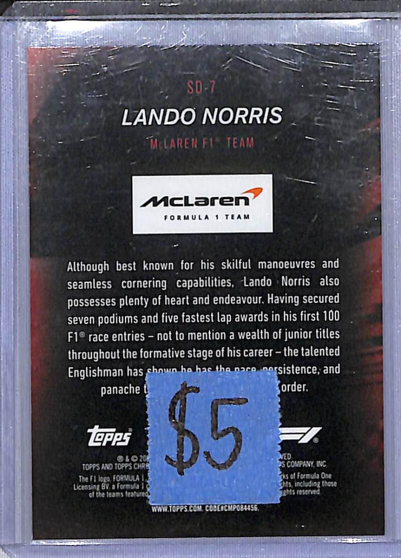 2024 Topps Chrome F1 Speed Demons #SD-7 Lando Norris NM-MT Image 2
