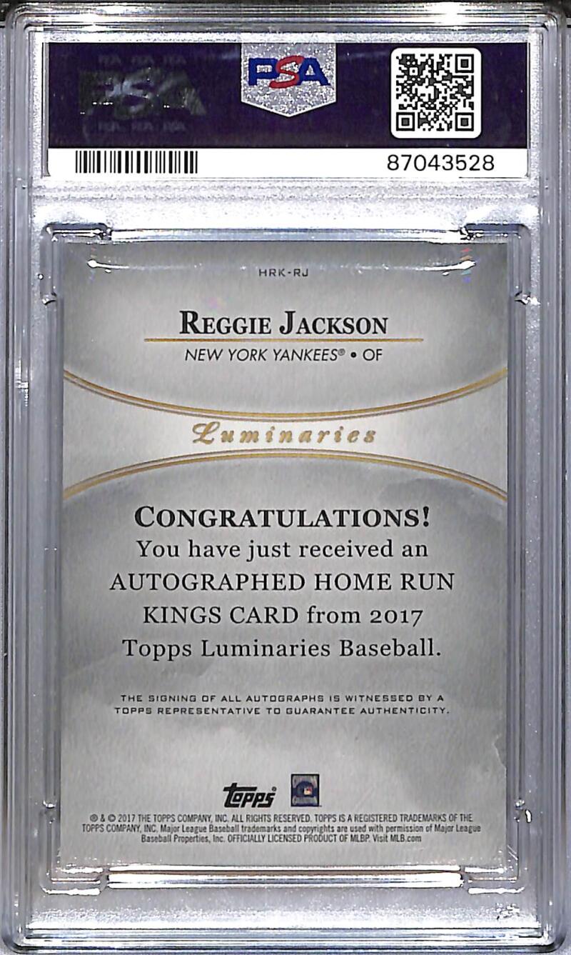 2017 Topps Luminaries Home Run Kings Red #HRK-RJ Reggie Jackson PSA 10 GEM MINT Auto 5/10 New York Yankees Image 2
