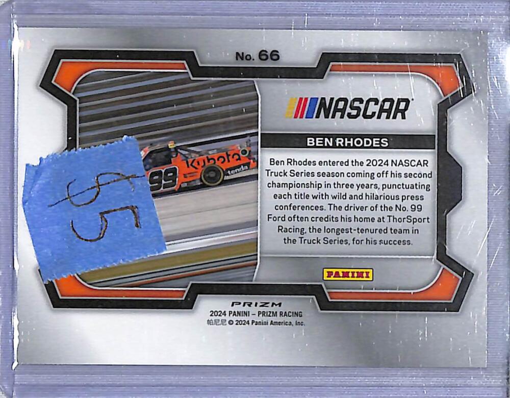 2024 Panini Prizm NASCAR Green #66 Ben Rhodes NM-MT Image 2