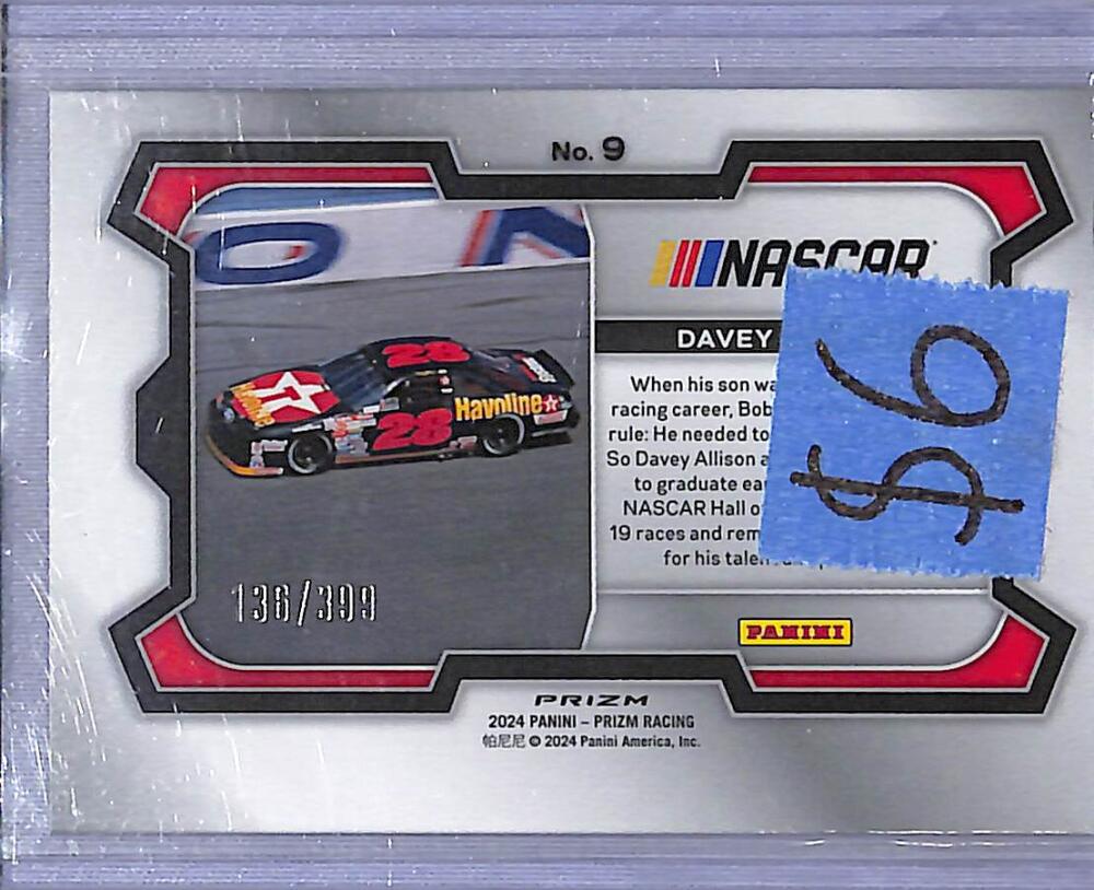 2024 Panini Prizm NASCAR White #9 Davey Allison NM-MT 136/399 Image 2