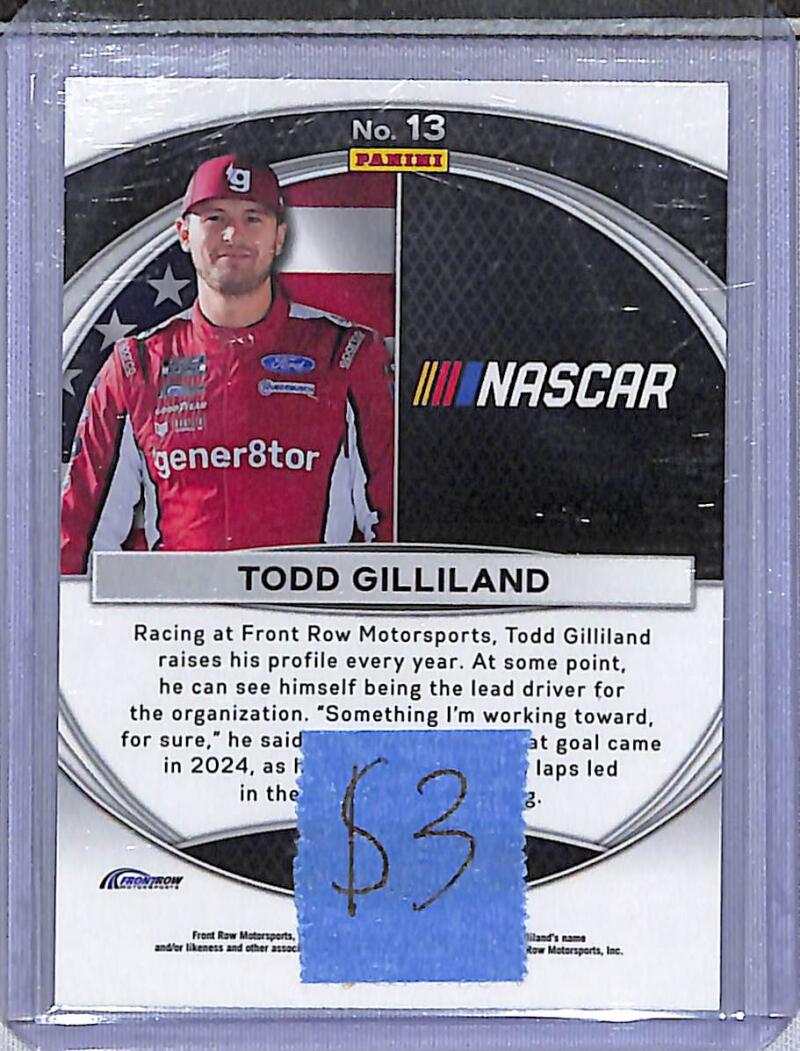 2024 Panini Prizm NASCAR National Pride #13 Todd Gilliland NM-MT Image 2