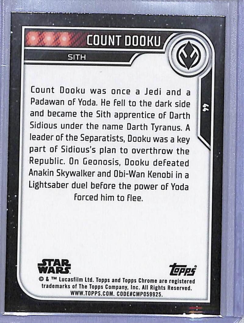 2023 Topps Chrome Star Wars #44 Christopher Lee as Count Dooku NM-MT NonSport Card Image 2