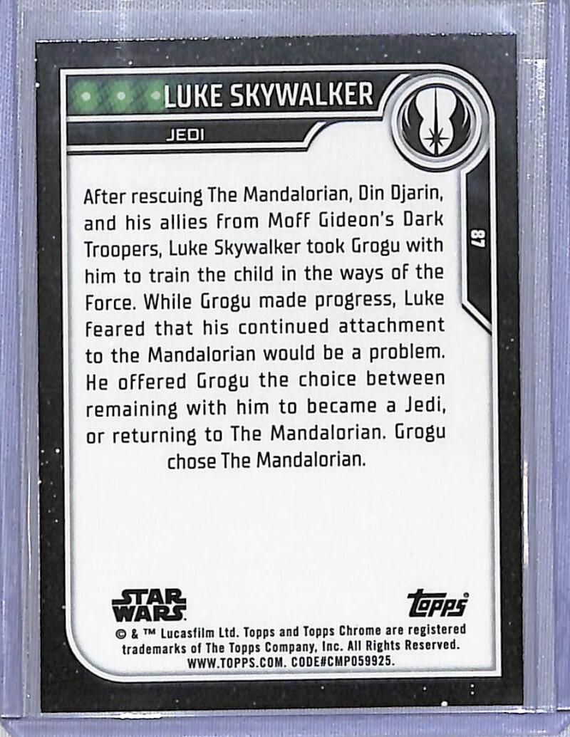 2023 Topps Chrome Star Wars #87 Mark Hamill as Luke Skywalker NM-MT NonSport Card Image 2