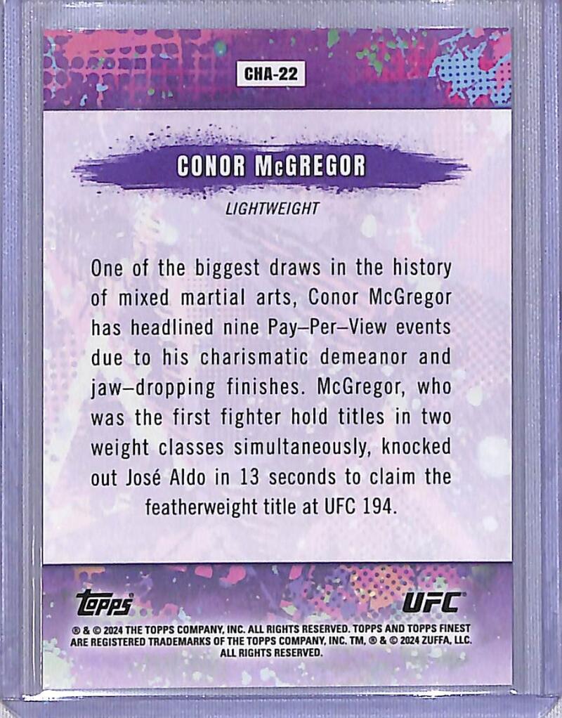 2024 Topps Finest UFC Chaos Refractor Red Shimmer #CHA-22 Conor McGregor NM-MT Lightweight Men MMA Card Image 2