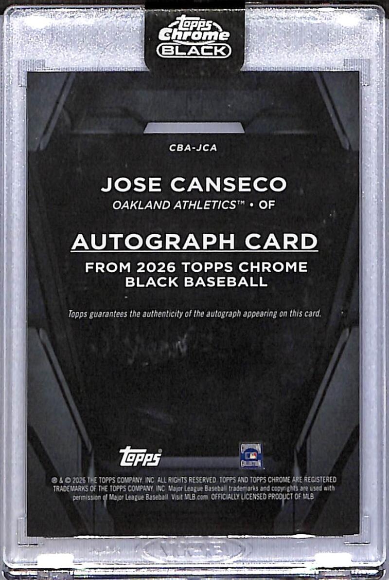 2026 Topps Chrome Black Green #CBA-JCA Jose Canseco NM-MT Auto 48/99 Oakland Athletics Image 2