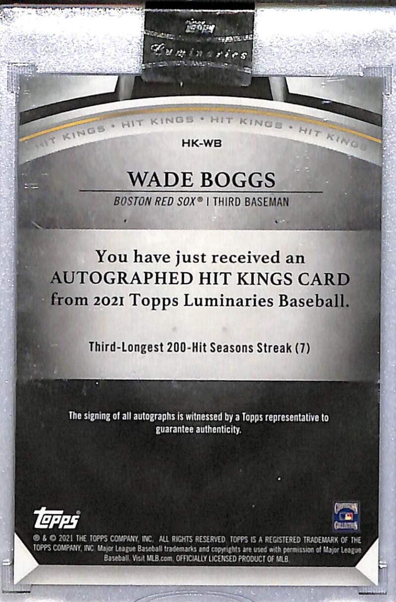2021 Topps Luminaries Hit Kings Purple #HK-WB Wade Boggs NM-MT Auto 1/3 Boston Red Sox Image 2
