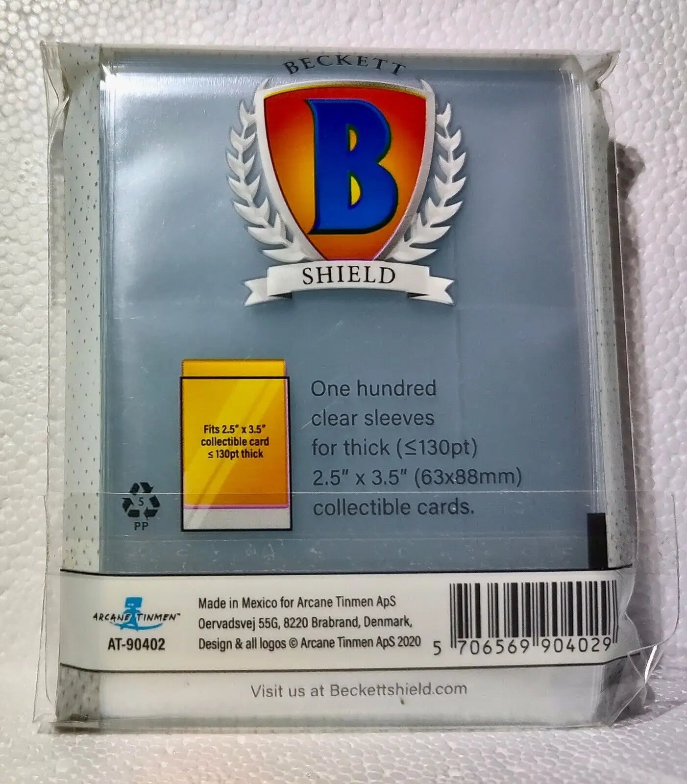 100 count Beckett Shield Standard Size 130pt Thick Card Sleeves - New in Hanger - Card Supplies