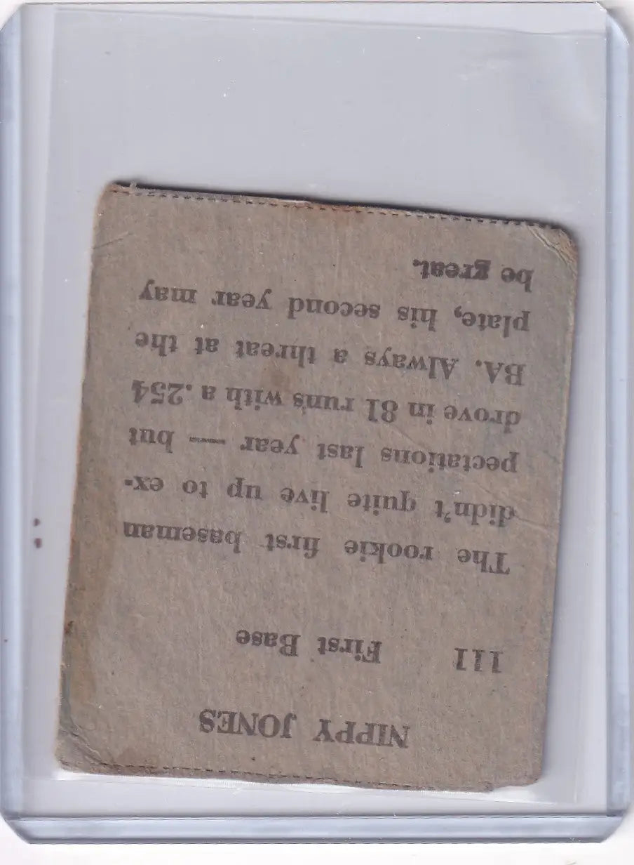 Vintage baseball card of Nippy Jones from the R302-02 Louis Cardinals collection