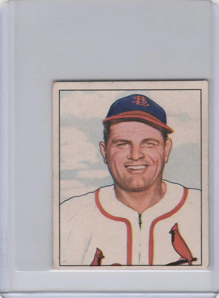 Baseball card of Max Lanier in St. Louis Cardinals uniform, 1950 Bowman EXMT