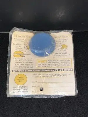 1950’s Vintage Duncan Yo-Yo Red & Blue Wood Beginners #44 NOS 29 Cents MISP