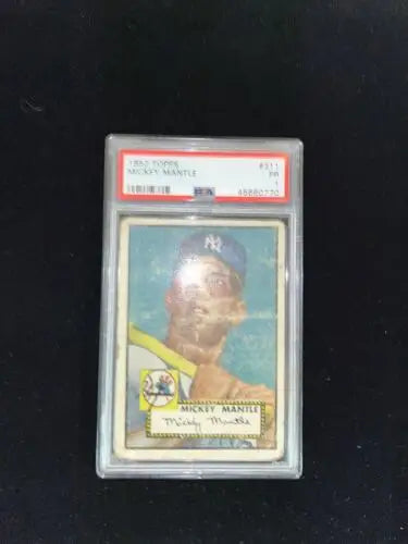 Encapsulated 1952 Topps #311 Mickey Mantle Rookie Card PSA 1 for collectors