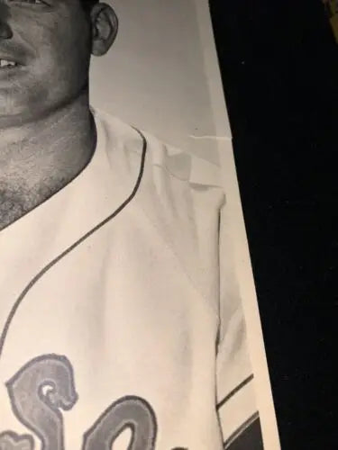 Black and white baseball jersey from 1954 George Kell Signed Boston Red Sox photo pack