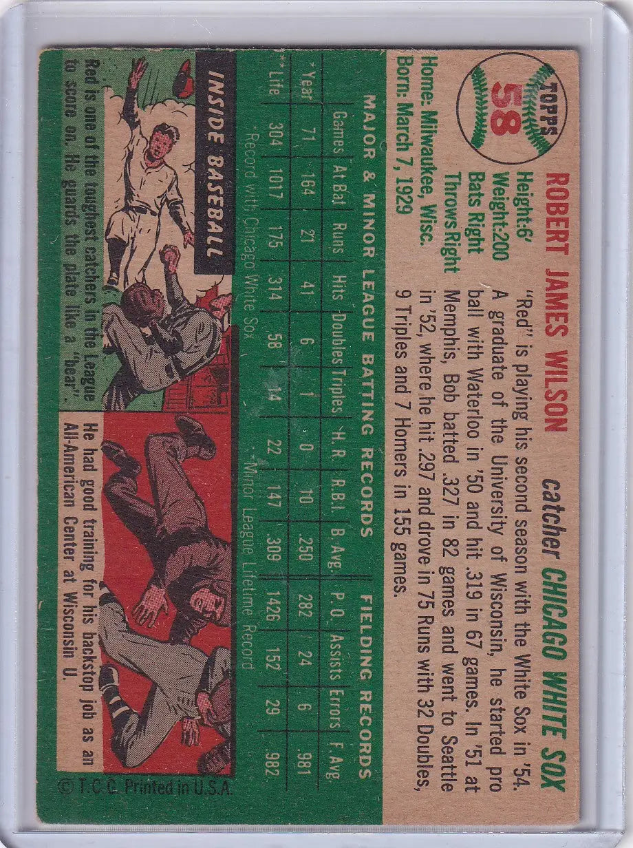 1954 Topps #58 Bob Wilson - Chicago White Sox - Baseball Card Single