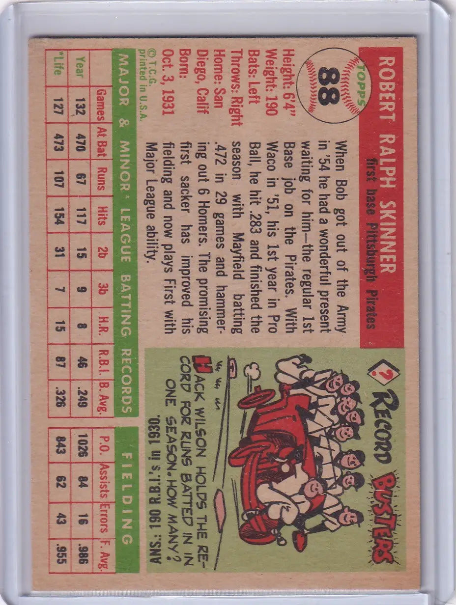 1955 Topps #88 Bob Skinner - Pittsburgh Pirates - Baseball Card Single