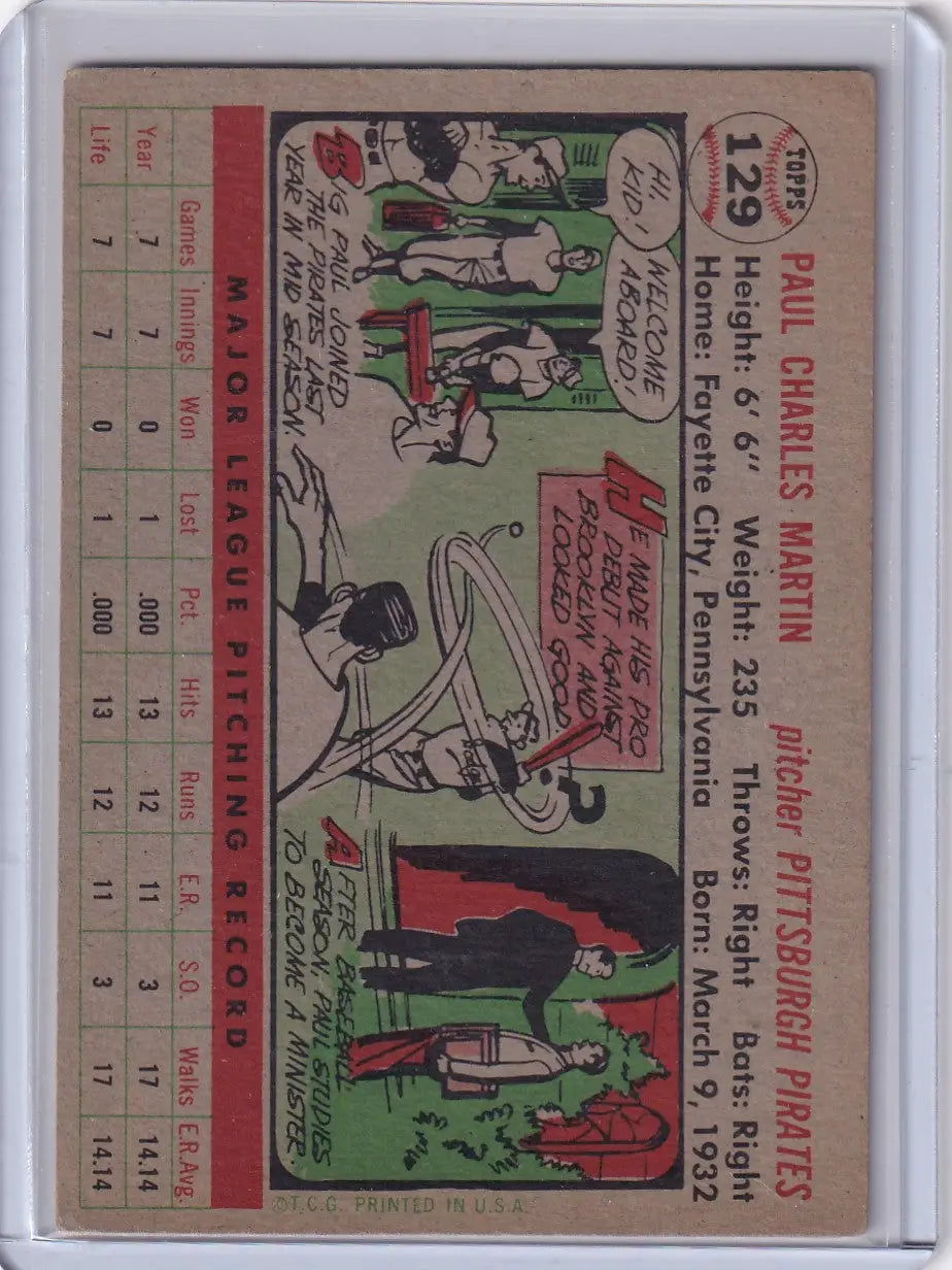 Vintage baseball card of Paul Martin - Pittsburgh Pirates RC from 1956 Topps