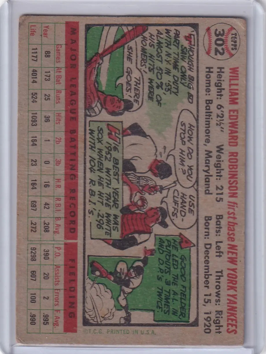 1956 Topps Eddie Robinson baseball card featuring William Edward Robinson of the New York Yankees