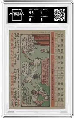 Graded baseball card of Alfonso Carrasquel from 1956 Topps Chico Carrasquel series
