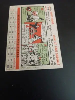 1956 Topps - Harvey Haddix #77 Gray Back. SL Cardinals. EX - Baseball Card Single