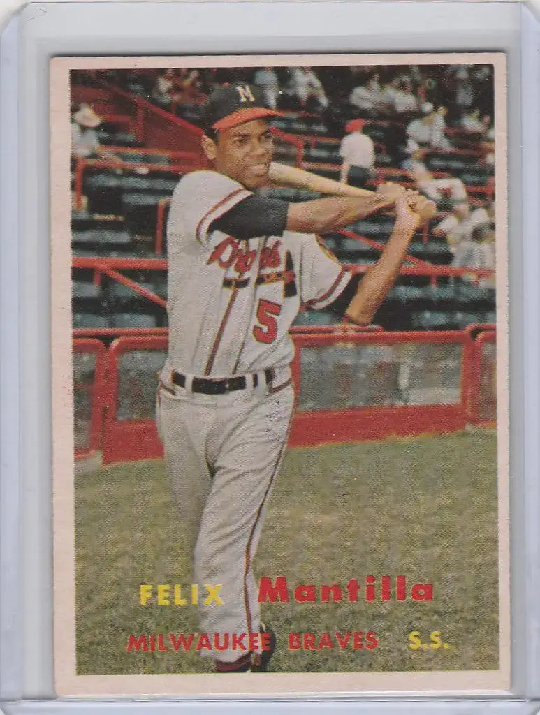 1957 Topps #188 Felix Mantilla Milwaukee Braves EXMT - Baseball Card Single