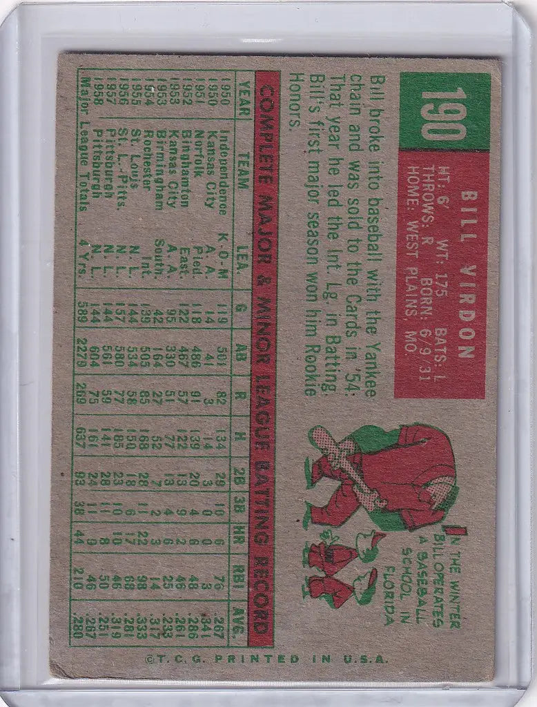 Vintage Topps Baseball card of Bill Virdon - Pittsburgh Pirates with Santa illustration