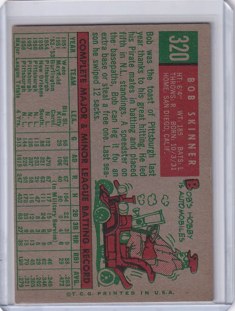 Vintage Topps Baseball card of Bob Skinner from the Pittsburgh Pirates with stats
