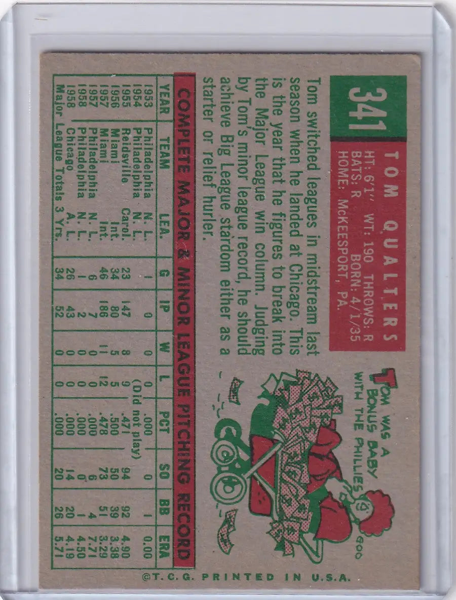 Vintage 1959 Topps Baseball card featuring Tom Qualters of the Chicago White Sox