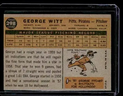 1960 Topps #298 George Witt - Baseball Card Single