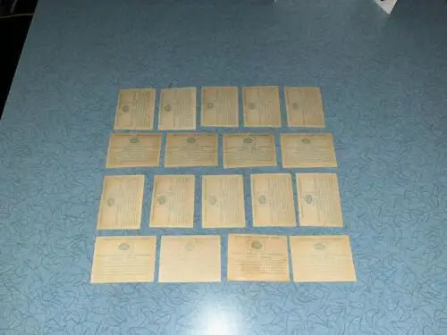 Vintage paper documents showcasing Fleer Baseball Team Logo decals from 1961 set