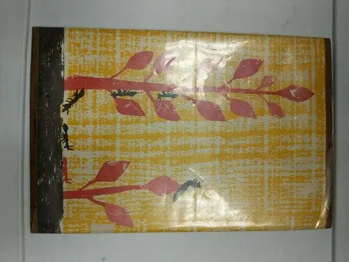 Book cover with yellow and red ants on branches from Beatrice Schenk de Regniers regniers woodcuts