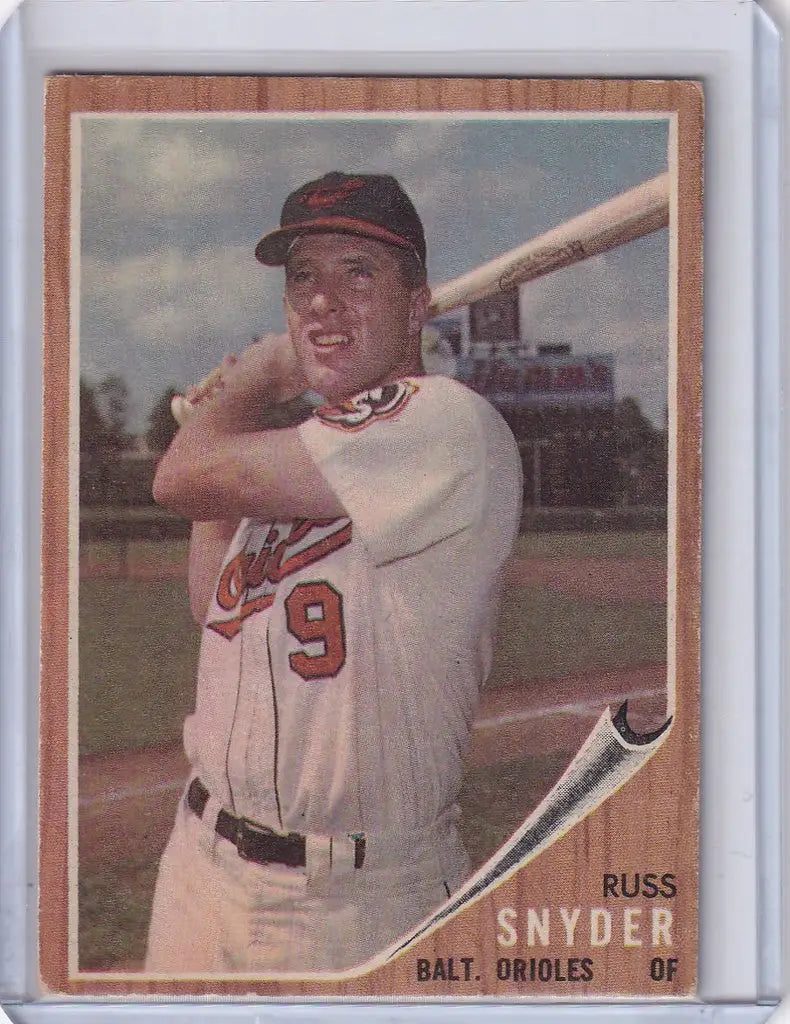 1962 Topps #64 Russ Snyder - Baltimore Orioles player in batting stance baseball card