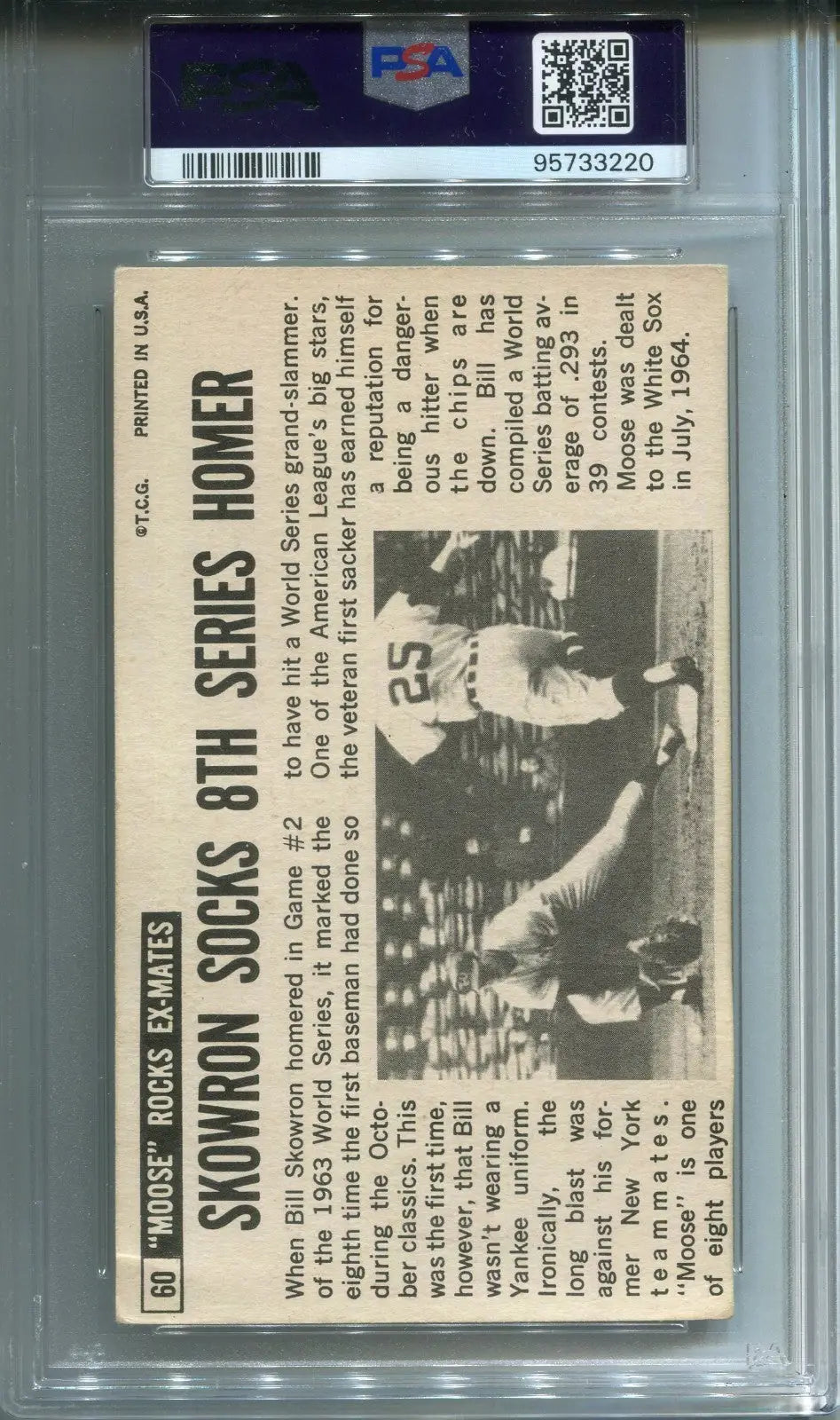 1964 Topps Giants Bill Moose Skowron Signed #60 PSA 2 DNA 9 AUTO Washington - Baseball Card Single