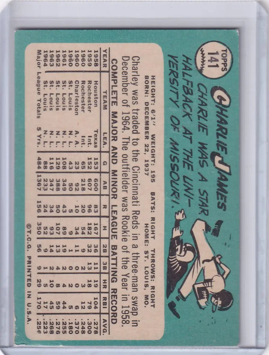 1965 Topps Baseball #141 Charlie James - Cincinnati Reds - Baseball Card Single