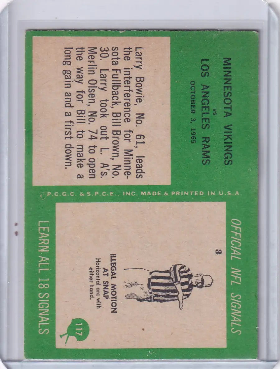 1966 Philadelphia Football #117 Vikings Play: Bill Brown - Football Card Single